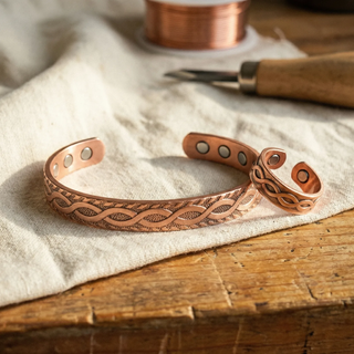 Josefine Kupfer-Set - Ring und Armband mit Knotenmuster aus 99,9% reinem Kupfer