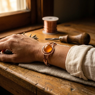 Petra Kupferarmband mit oranger Kupferkugel