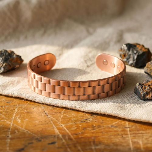 Leon Kupferarmband - breites, rohes Herrenarmband aus 99,9% reinem Kupfer